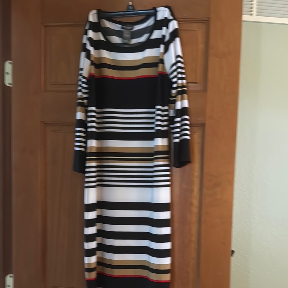 Bisou Bisou Multicolor Striped Long Sleeve Dress